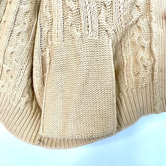 Vintage Cable Knit Cardigan Sweater Women’s Small Tan Grandmacore Tunic - Picture 9 of 10